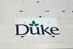 Aerial view of Duke Realty's Rooftop with Roof Logo applied by Roof Logos